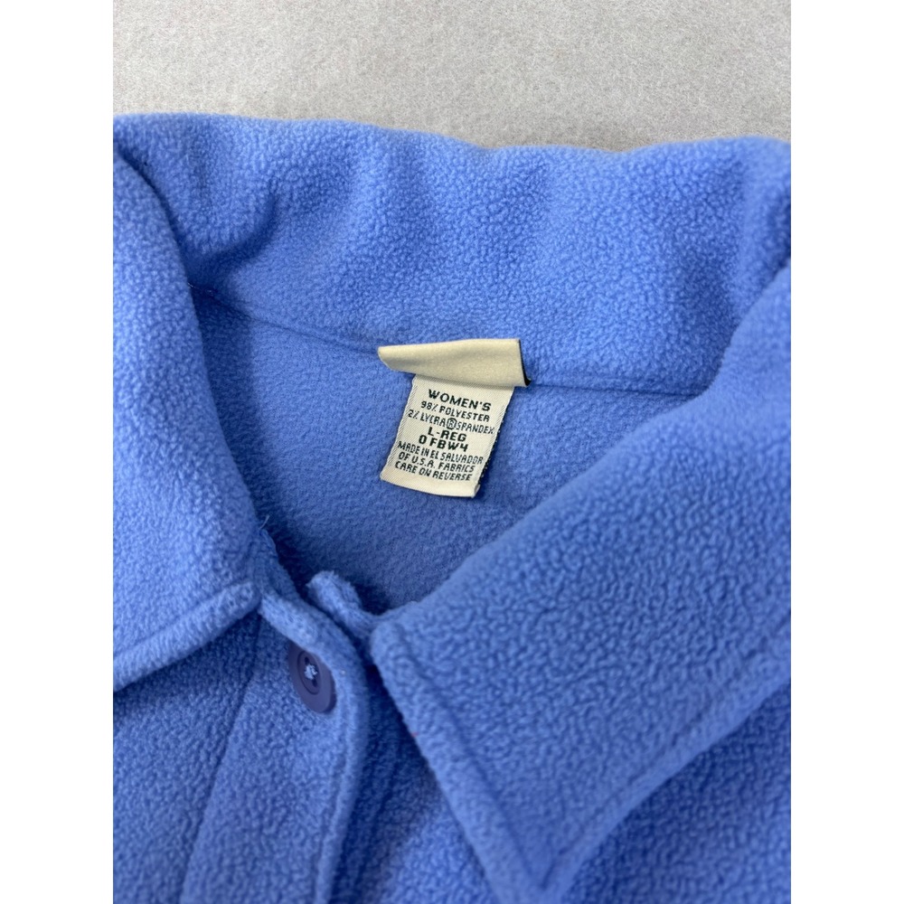 L.L. Bean Womens‎ Large Blue Fleece Button Shacket Collared - Picture 3 of 7